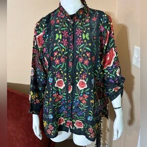 Johnny Was Multicolor Floral Blouse